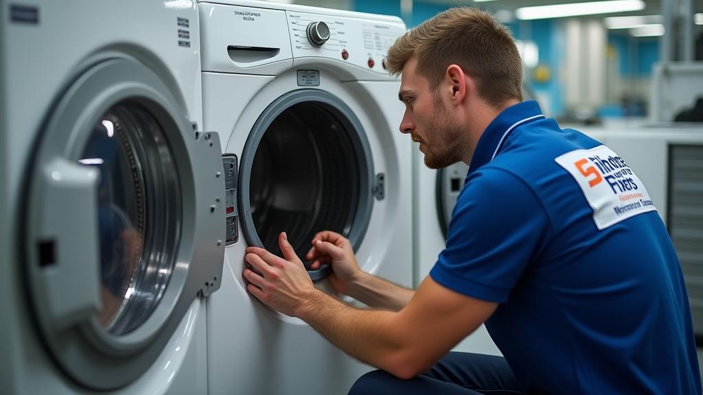 Técnico reparando un electrodoméstico con herramientas
